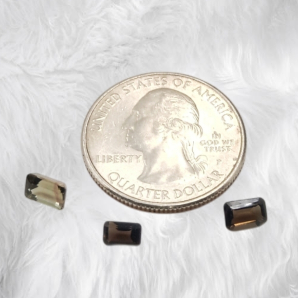 Smokey Quartz Gemstones. Emerald Cut (3 pieces). - Picture 7 of 8